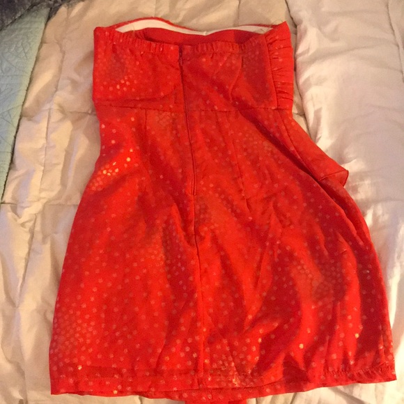Strapless orange and gold formal dress - Picture 5 of 6